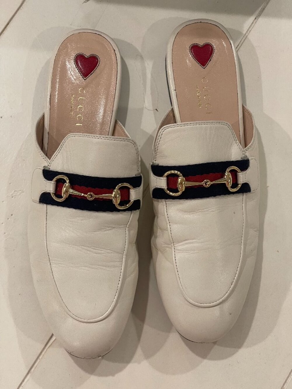 Gucci Princetown Leather Horsebit Loafer Mules With Stripe